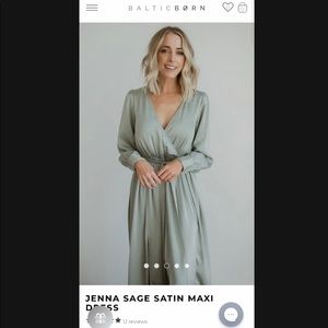 Baltic Born Sage Green Silk Maxi Dress